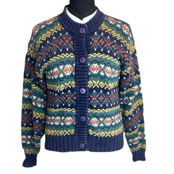 Vintage Fair Isle Copper Key Clothing Company Button Up Cardigan Unisex Small - Picture 1 of 9